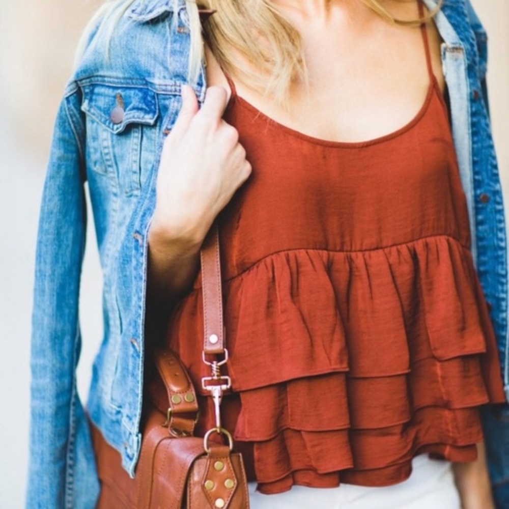 Rust colored beautiful ruffle tank